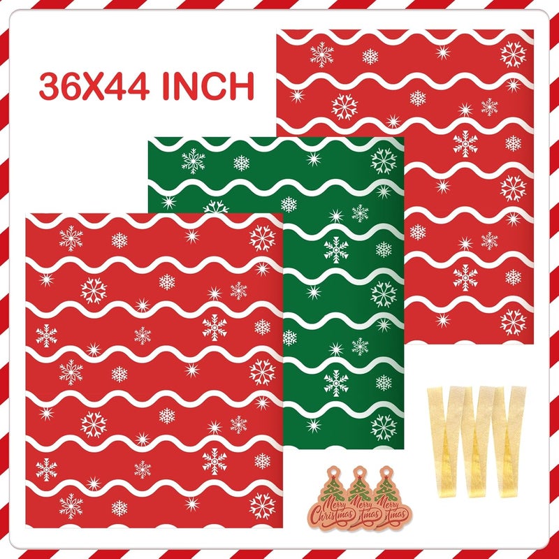 Sofier 3pcs Large Christmas Gift Bags, 36"x44" Holiday Gift Wrap Jumbo Christmas Sacks for Gifts Giant Presents Big Xmas Plastic Bags (waves) - Image 3